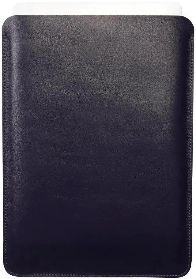 Alt view image 3 of 5 - Leather Case for MacBook Air 2018-2024 M1 M2 M3 Chip Sleeve Soft Bag Handmade for 13-inch MacBook Air, MacBook Pro, Blue Vertical