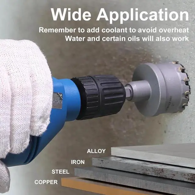 Alt view image 5 of 7 - Heavy Duty Hole Saw Set, 12-Piece, Carbide Hole Cutter Kit, Titanium Plated Pilot Drill Bit, Rust-Proof Aluminum Box