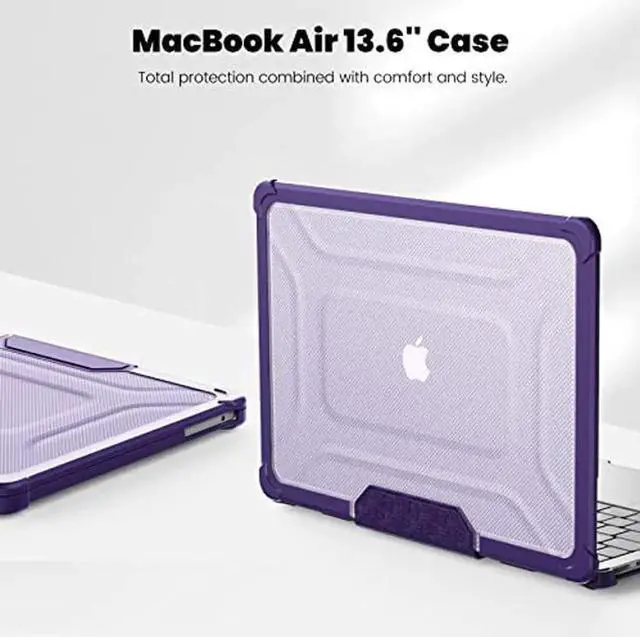 Alt view image 3 of 5 - Batianda Case for New MacBook Air 13.6 inch 2025 M4 2024 2022 Model A3240/A3113/A2681- Full Protection Anti-Collision Design Foldable Stand TPU Bumper - Durable Scratch-Resistant, Purple