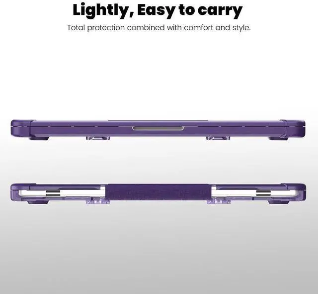 Main image of Batianda Case for New MacBook Air 13.6 inch 2025 M4 2024 2022 Model A3240/A3113/A2681- Full Protection Anti-Collision Design Foldable Stand TPU Bumper - Durable Scratch-Resistant, Purple