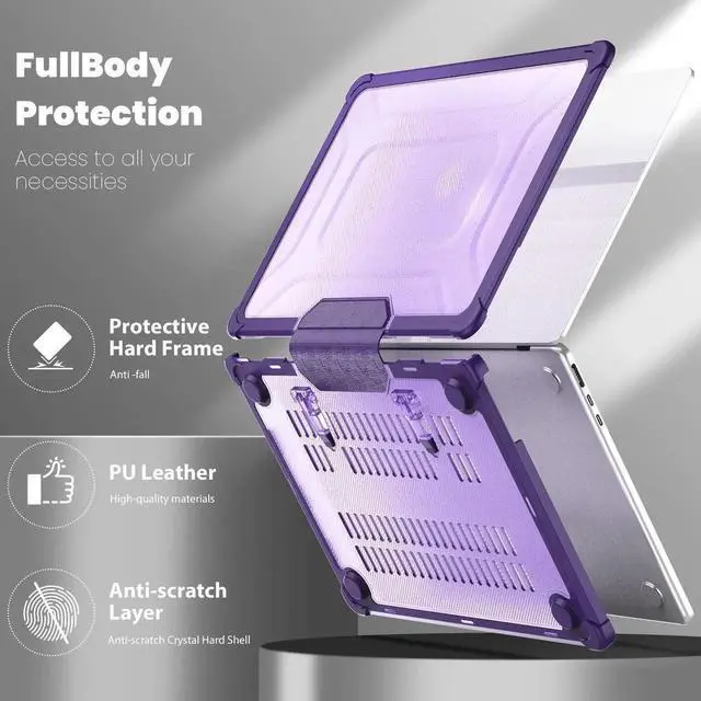 Alt view image 5 of 5 - Batianda Case for New MacBook Air 13.6 inch 2025 M4 2024 2022 Model A3240/A3113/A2681- Full Protection Anti-Collision Design Foldable Stand TPU Bumper - Durable Scratch-Resistant, Purple