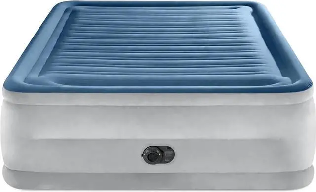 Main image of : Dura-Beam Deluxe Comfort-Plush Air Mattress - 22" Queen Blue - Built-in Electric Pump, Durable Fiber-Tech, Carry Bag Included, 600lb Capacity