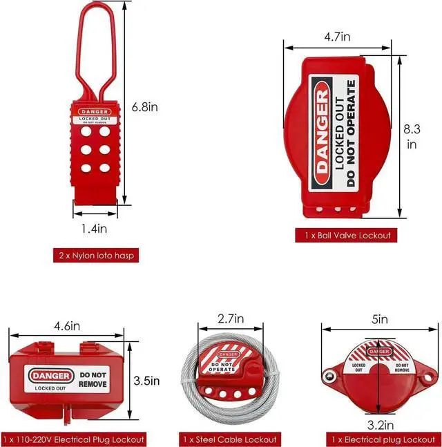 Alt view image 2 of 7 - Lockout Tagout Kit - Clamp-On Circuit Breaker Lockout, Group Lockout Hasps, Lockout Tag, Universal Multi- Pole Breaker with Pocket Bag (Blue Bag kit)