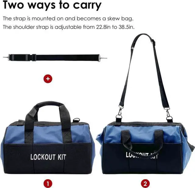 Alt view image 3 of 7 - Lockout Tagout Kit - Clamp-On Circuit Breaker Lockout, Group Lockout Hasps, Lockout Tag, Universal Multi- Pole Breaker with Pocket Bag (Blue Bag kit)