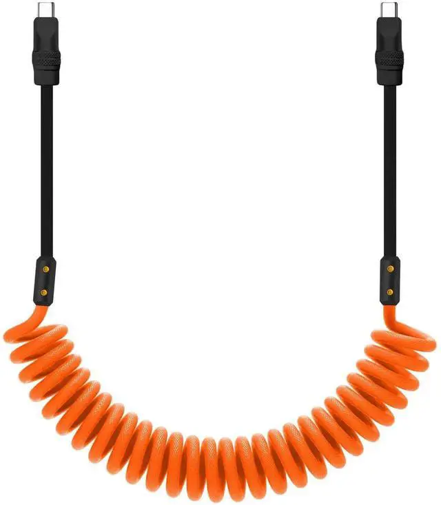 Main image of chubbycable Curly Chubby 240W Coiled USB C Cable Retractable Fast Charging Cable for Car Charger Cord Compatible with iPhone 17-15 Series, Orange+Black, Type-C to Type-C, 2.29FT-3.6FT