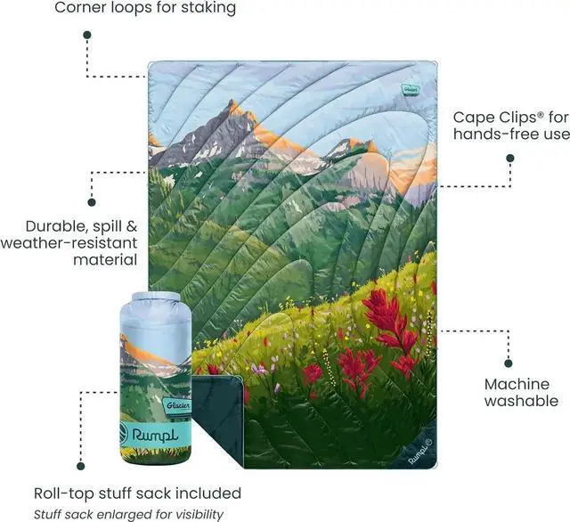 Alt view image 3 of 6 - Original Puffy Glacier National Park Blanket for Camping and Outdoors, V2, Glacier