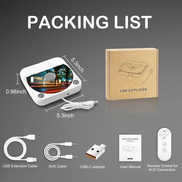 Alt view image 6 of 7 - External Portable CD Player for Car, Plug and Play Car CD Player with USB Port AUX Port, Universal USB Player for Vehicle, Laptop, TV, Computer, for Android 4.4 and Above Navigation