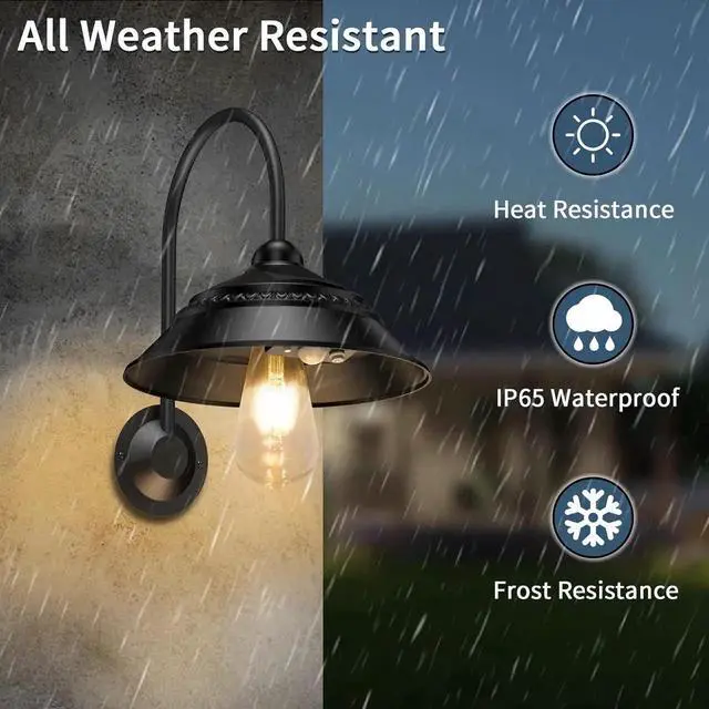 Alt view image 4 of 7 - 2 Pack Solar Barn Light, Solar Wall Sconce Light Outdoor with 3 Lighting Modes & Motion Sensor, Waterproof Farmhouse Light Outdoor for Chicken Coop Garage Shed