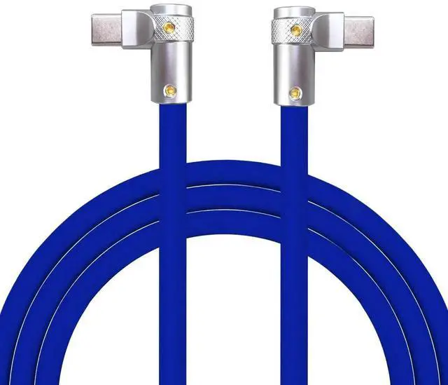 Main image of chubbycable FlexElbow Pro - 90 Degree Design 240W Fast Charge Cable Ultra-Thick Silicone Right Angle USB C Cable Phone Tablets Charging Cord, Dark Blue, Double Elbow Type C to Type C, 6.6FT