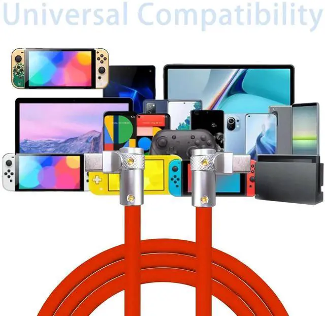 Alt view image 2 of 5 - chubbycable FlexElbow Pro - 90 Degree Design 240W Fast Charge Cable Ultra-Thick Silicone Right Angle USB C Cable Phone Tablets Charging Cord, Dark Blue, Double Elbow Type C to Type C, 6.6FT