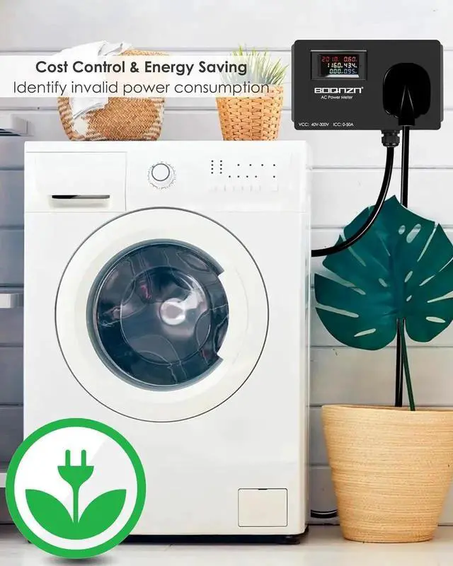 Alt view image 6 of 7 - 50A AC Power Meter, 240V NEMA 14-50P to NEMA 14-50R LCD Display Digital Multimeter Tester with 1.3FT 10AWG C, Multifunction Energy Monitor Voltage Current Frequency Power Factor Outlet Monitor