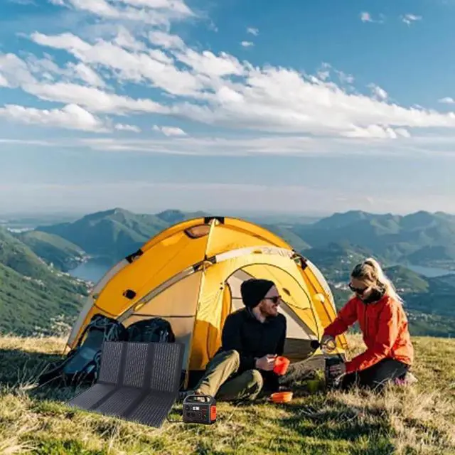 Alt view image 7 of 7 - 60W Portable Solar Panel for Power Station, 24% High Efficiency Foldable Solar Charger with QC3.0 USB-A PD3.0 DC Output, IP67 Waterproof Solar Panels for Camping RV, Power Outage (Without Generator)