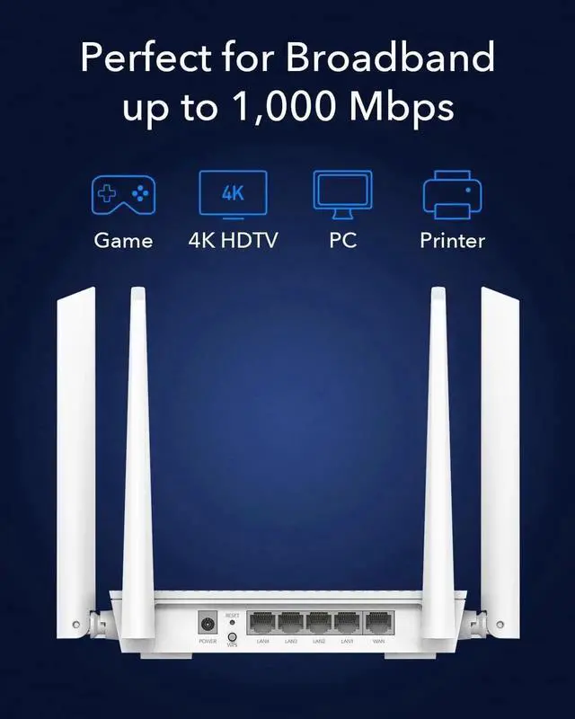 Alt view image 7 of 7 - WR3000S AX3000 Dual Band WiFi 6 Mesh Router, 5 Gigabit Ethernet RJ45 Ports, 4 Antennas, MU-MIMO, OpenVPN, Wireguard, Zerotier, Ipsec VPN, Cloud APP