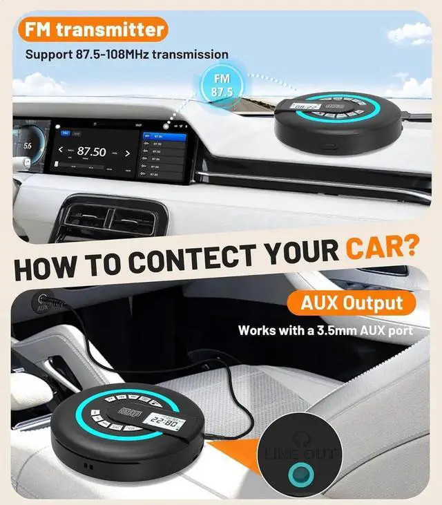 Alt view image 6 of 7 - Portable CD Player with Speaker Bluetooth Disman for Car FM Transmitter Rechargeable Anti-Skip Protection, Headphones, AUX/USB Supported, LCD Display RGB Light