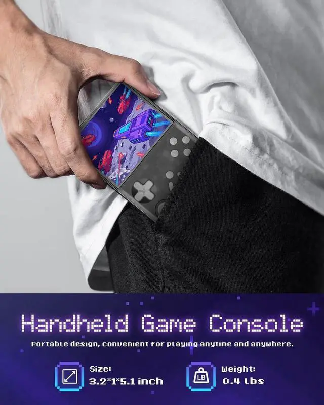 Alt view image 4 of 7 - R40 Handheld Game Console Retro Gaming Console with Built-in 128G TF Card, 20000+ Games | Portable Retro Game Console, Handheld Emulator for Mini/Pocket/Portable Gaming, Handheld Video Games