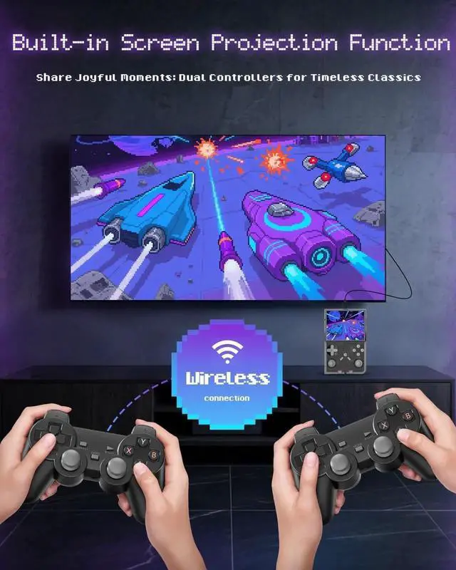 Alt view image 6 of 7 - R40 Handheld Game Console Retro Gaming Console with Built-in 128G TF Card, 20000+ Games | Portable Retro Game Console, Handheld Emulator for Mini/Pocket/Portable Gaming, Handheld Video Games