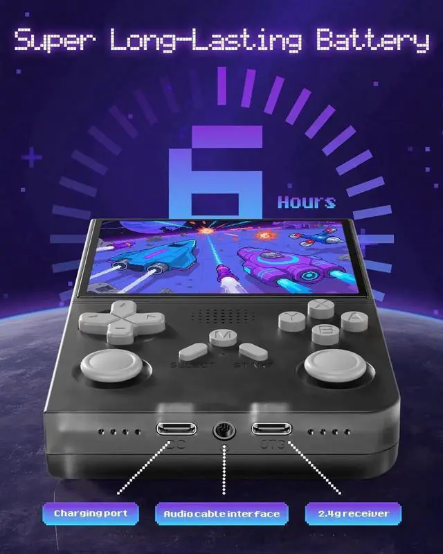 Alt view image 3 of 7 - R40 Handheld Game Console Retro Gaming Console with Built-in 128G TF Card, 20000+ Games | Portable Retro Game Console, Handheld Emulator for Mini/Pocket/Portable Gaming, Handheld Video Games