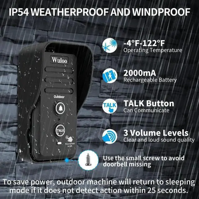 Alt view image 7 of 7 - Wireless Intercom Doorbells for Home Classroom, Intercomunicador Waterproof Electronic Doorbell Chime with 1/2 Mile Range 3 Volume Levels Rechargeable Battery (Black, 1&2)