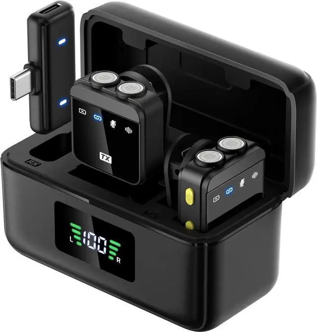 Main image of Wireless Lavalier Microphone for iPhone/Android (USB-C Port), 48khz Recording, Noise Reduction, 70Hrs Battery, Magnetic Clip iPhone Microphone for Video Recording Podcast Vlogging Streaming