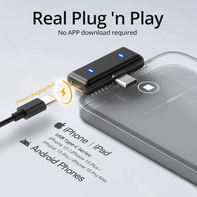 Alt view image 2 of 7 - Wireless Lavalier Microphone for iPhone/Android (USB-C Port), 48khz Recording, Noise Reduction, 70Hrs Battery, Magnetic Clip iPhone Microphone for Video Recording Podcast Vlogging Streaming