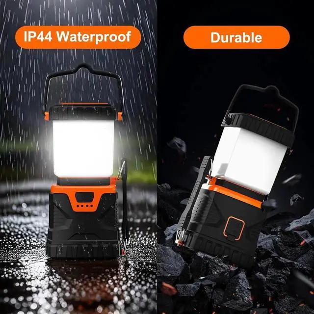 Alt view image 2 of 7 - LED Camping Lantern Rechargeable,1000LM, Easy to Carry with 5 Ligth Modes, IP44 Waterproof Battery Powered Perfect for Power Outages for Power Outages, Hiking, Campsites, Emergencies(2Pack)