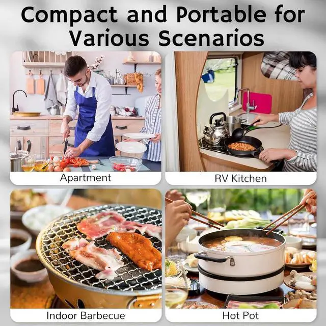 Alt view image 2 of 7 - RH180 Desktop Range Hood with 3 Speeds and Large Oil Collection Cup, Detachable Aluminum Carbon Filter, Low Noise Portable Kitchen Exhaust Fan for Cooking, Silver