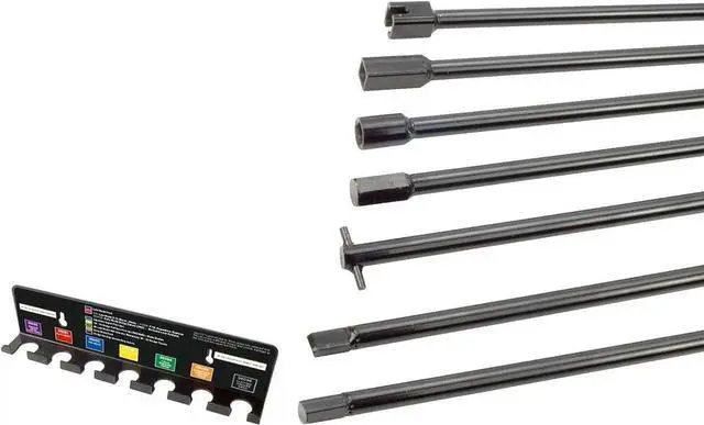 Alt view image 5 of 7 - 7-Piece Spare Tire Retrieval Tool Kit, Lower and Raise Cradle-Suspended Tires, Flat, Pin, Hex, 12-mm Square, Slotted, -inch Square Heads