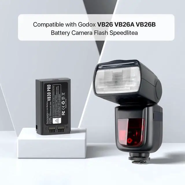Alt view image 3 of 7 - 2 Pack 3500mAh Replace Battery Compatible with VB30 VB26 VB26A VB26B Camera Flash Speedlite Battery for V1/V1 PRO/AD100 PRO/V850III/V860IIIModel:VB30 PRO