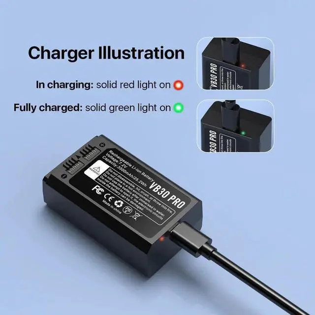 Alt view image 7 of 7 - 2 Pack 3500mAh Replace Battery Compatible with VB30 VB26 VB26A VB26B Camera Flash Speedlite Battery for V1/V1 PRO/AD100 PRO/V850III/V860IIIModel:VB30 PRO