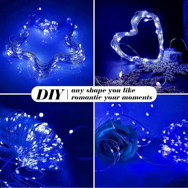 Alt view image 3 of 7 - 100 Pack Fairy Lights Battery Operated, 7ft 20 Mini LED Fairy String Lights Silver Wire 3 Modes for DIY, Parties, Wedding, Bedroom, Halloween Chrias Decoration ue