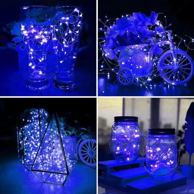 Alt view image 5 of 7 - 100 Pack Fairy Lights Battery Operated, 7ft 20 Mini LED Fairy String Lights Silver Wire 3 Modes for DIY, Parties, Wedding, Bedroom, Halloween Chrias Decoration ue