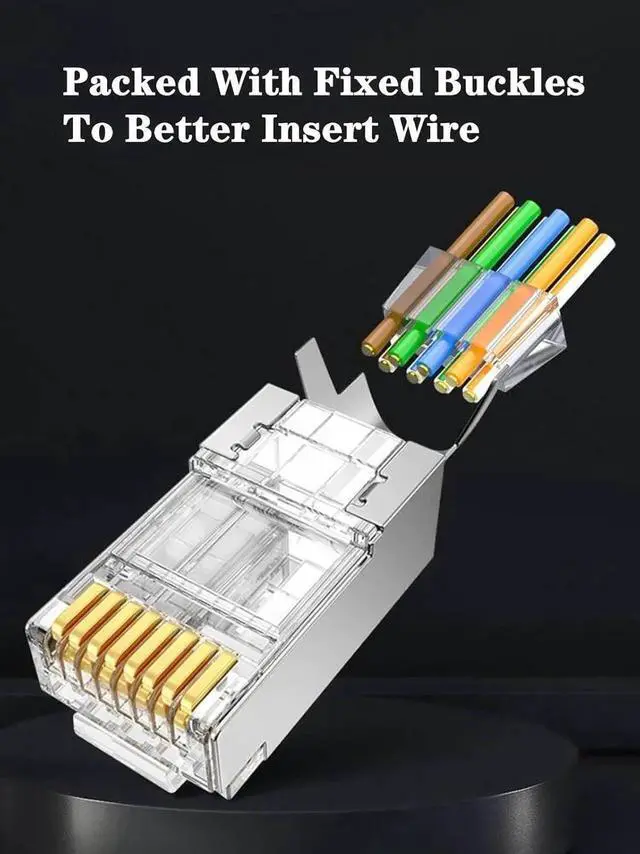 Alt view image 6 of 7 - 100-Pack Cat7 Cat6A RJ45 Pass Through Connectors Shielded (Cat7 Cat6A Ends/ RJ45 Modular Plugs) 100PCS Strain Relief Boots