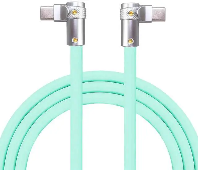 Main image of chubbycable FlexElbow Pro - 90 Degree Design 240W Fast Charge Cable Ultra-Thick Silicone Right Angle USB C Cable Phone Tablets Charging Cord, Light Blue, Double Elbow Type C to Type C, 9.8FT