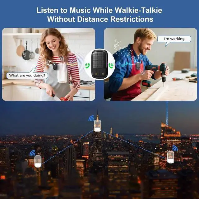 Alt view image 3 of 7 - 2 Pack Wearable Bluetooth Speaker with Walkie Talkie funtion, IPX7 Waterproof Clip-on Portable Speaker, TWS Pairing Portable Speaker for Hands-Free Music/Calls for Work/Cycling/Running/Hiking