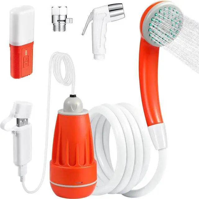 Main image of KEDSUM Portable Shower for Camping, 4400mAh Electric Portable Camping Shower with USB C Adapter, Outdoor Camp Pump with LED Camping Light, Multiple Power Supply Methods, for Hiking, Travel, Car, Pet