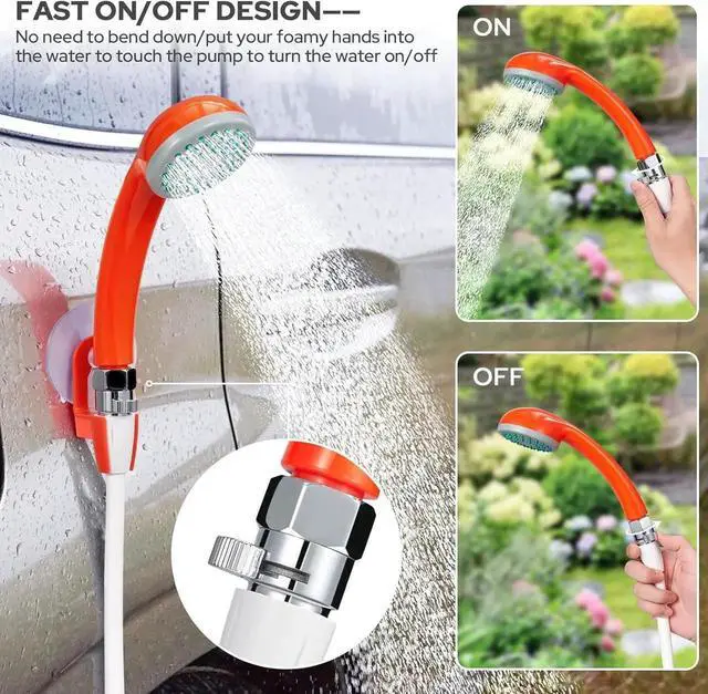 Alt view image 5 of 7 - KEDSUM Portable Shower for Camping, 4400mAh Electric Portable Camping Shower with USB C Adapter, Outdoor Camp Pump with LED Camping Light, Multiple Power Supply Methods, for Hiking, Travel, Car, Pet