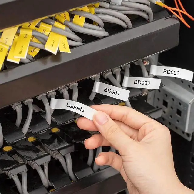 Alt view image 5 of 7 - Compatible Label Tape Replacement for M21-750-499 Black on White Nylon Cloth 3/4 Inch Label Tape, for Wire and Cable, Work with M210-, M211-, BMP21 Plus, BMP21 LAB Printer, 0.75 Inch, 4-Pack