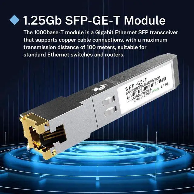 Alt view image 5 of 5 - 2PCS 1000Base-T Gigabit SFP to RJ45 Copper Ethernet Transceiver - Compatible with Cisco, Meraki, Ubiquiti, D-Link, TP-Link, Supermicro, Netgear, MikroTik S-RJ01, 1.25G SFP-T, up to 100m