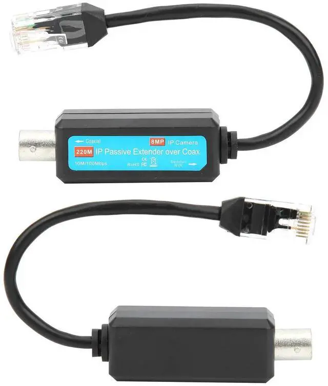 Alt view image 3 of 5 - SYH&AQYE Passive IP Network Coaxial Transmitter, Coaxial to RJ45 Ethernet Transmitter, 10/100Mbps High Speed Transmission Coaxial Lines Extender for 720P 960P 1080P 8MP HD IP Web Camera