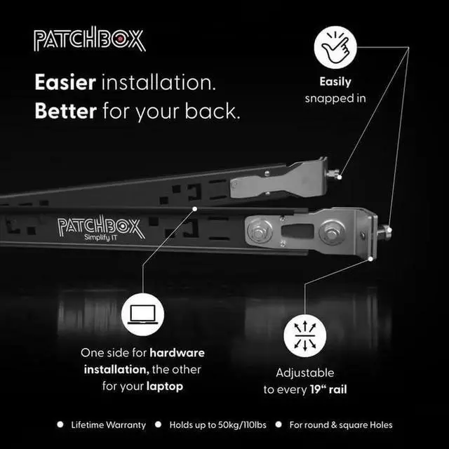 Alt view image 3 of 5 - Setup.exe 3 Installation Tool - Easy Mount for Patch Panels Servers Fits 19 Rails, Square and Threaded Holes - Computer Cabinet and Network Racks - Laptop, Device Workshelf, Holds 110 lbs