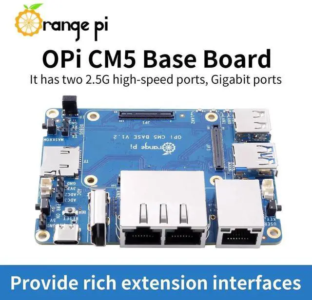 Alt view image 2 of 5 - Orange Pi CM5 Base Board with 2×2.5G LAN Ports, 1×Gigabit LAN Port, 3×Standard CM5 Connectors, 4×Camera Ports, HDMI and USB, CM5 Carrier Board Compatible with Orange Pi CM5 Core Board