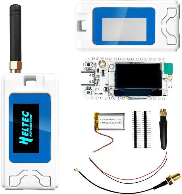 Alt view image 3 of 5 - Heltec WiFi LoRa 32 V3 Development Board with Plastic Case 800mAh Battery ESP32 S3 SX1262 Meshtastic LoRaWAN Compatible OLED Display Type-C USB IoT Node for Smart Home Industrial Control (N30 White)