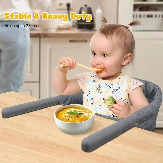 Alt view image 6 of 6 - Hook On High Chair: Portable Fast Table Chair with Storage Bag, Clip on High Chairs for Babies and Toddlers, Foldable Baby Feeding Chair with Removable Seat for Home and Travel -Grey
