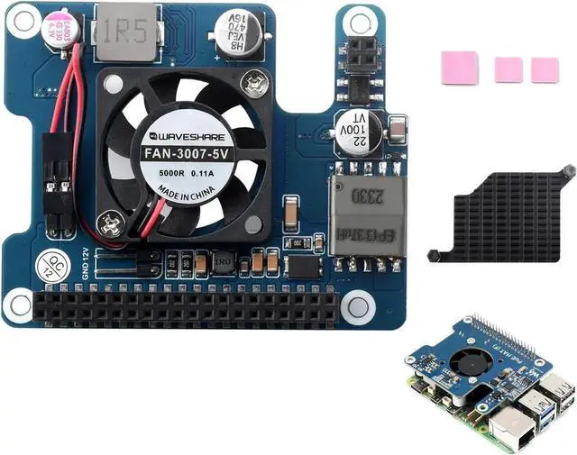 Alt view image 4 of 5 - POE HAT Board for Raspberry Pi 5, Power Over Ethernet HAT(POE) with Onboard Cooling Fan and Metal Heatsink, Supports 802.3af/at Network Standard,12V and 5V Power Outputs