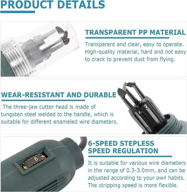 Alt view image 2 of 7 - Handheld 75W Wire Stripper Cutter Enameled Wire Paint Scraper 12000r/min (110V)