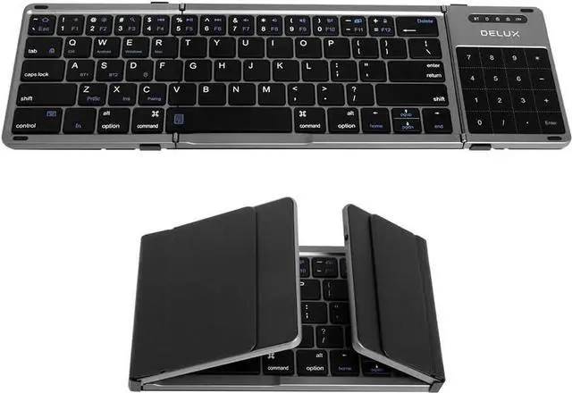 Main image of Foldae Keyboard with Touchpad and Numeric Keypad, 2.4G Wireless and uetooth, Rechargeae Portae Travel Folding Keyboard with PU Leather, for iOS Android Windows Taet (KF18)