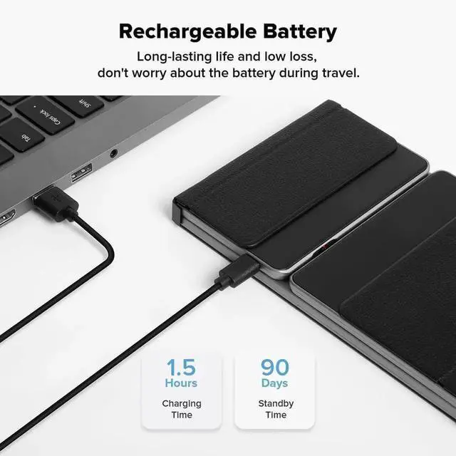 Alt view image 4 of 7 - Foldae Keyboard with Touchpad and Numeric Keypad, 2.4G Wireless and uetooth, Rechargeae Portae Travel Folding Keyboard with PU Leather, for iOS Android Windows Taet (KF18)