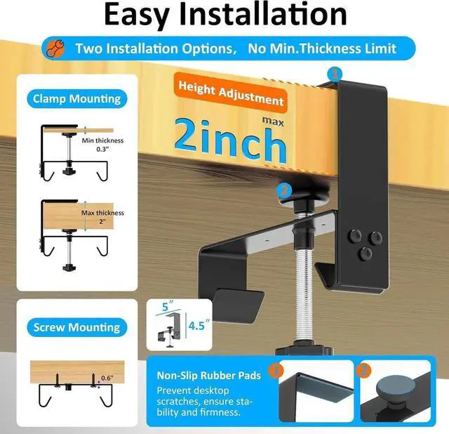 Alt view image 7 of 7 - Under Desk Cable Management Tray - Under Desk Cord Management - Clamp/Screw Mount - Fabric Wire Management - Cable Raceways Tray Cord Hiders for Office/Home (Black, 35.8"×5.6")