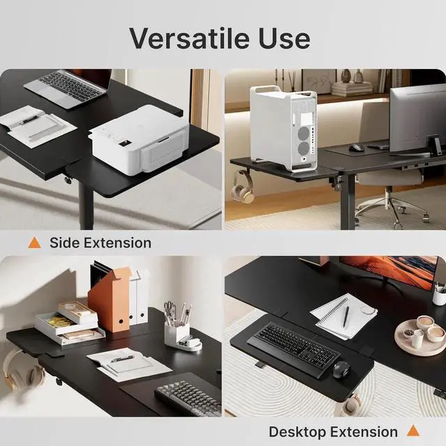 Alt view image 6 of 7 - Desk Extender Tray, 28" x 12" Clamp On Desk Shelf, Desk Extension with Laptop Holder, Table Desk Arm Rest, Clamp On Keyboard Tray for Office and Home, Workstation Organizer, Large, Black