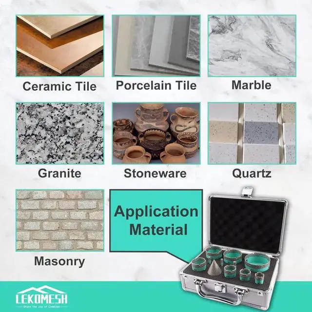 Alt view image 3 of 6 - Diamond Core Drill Bits Set 11pcs Tile Hole Saw Kit Triangle Shank(6/6/8/20/25/28/35/45/50/65mm/35mm Diamond Chamfer bits)